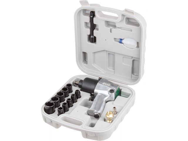Пневмогайковерт 1/2" ECO AIW-610 с лубрикатором и головками (580 Нм, Ударный мех-м: twin hammer, 7000 об/мин, Макс.резьба: М18, 220 л/мин,) Пневмогайковерт 1/2" ECO AIW-610 с лубрикатором и головками (580 Нм, Ударный мех-м: twin hammer, 7000 об/мин, Макс.резьба: М18, 220 л/мин,)