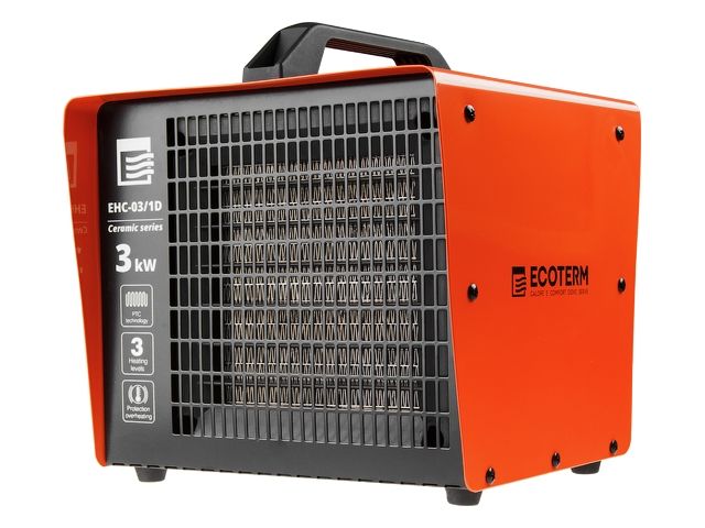 Нагреватель воздуха электр. Ecoterm EHC-03/1D (кубик, 3 кВт, 220 В, термостат, керамический элемент PTC) Нагреватель воздуха электр. Ecoterm EHC-03/1D (кубик, 3 кВт, 220 В, термостат, керамический элемент PTC)