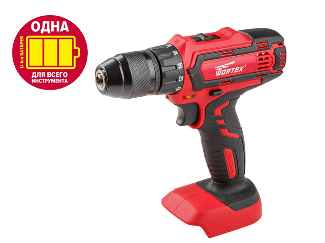 Аккум. дрель-шуруповерт WORTEX BD 1825-1 DLi в кор. ALL1 (18.0 В, БЕЗ АККУМУЛЯТОРА И ЗУ, 2 скор., 30 Нм, шурупы до 8 мм)