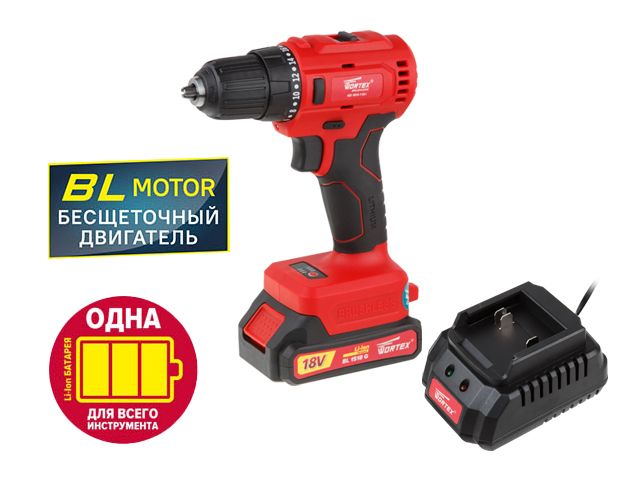 Аккум. дрель-шуруповерт WORTEX BD 1815-1 DLi в чем. ALL1 БЕСЩЕТ, 18 В, 50 Н*м, 1х1.5 А*ч, БЗП 10 мм (шурупы до 9 мм)