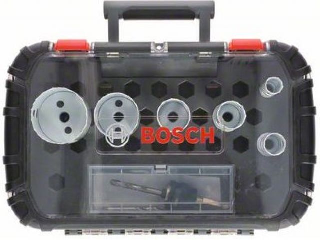 Набор коронок биметаллических BOSCH PROGRESSOR 9 шт. ( универсальные, размеры 20, 25, 32, 38, 51, 64 мм., для сантехника) Набор коронок биметаллических BOSCH PROGRESSOR 9 шт. ( универсальные, размеры 20, 25, 32, 38, 51, 64 мм., для сантехника)