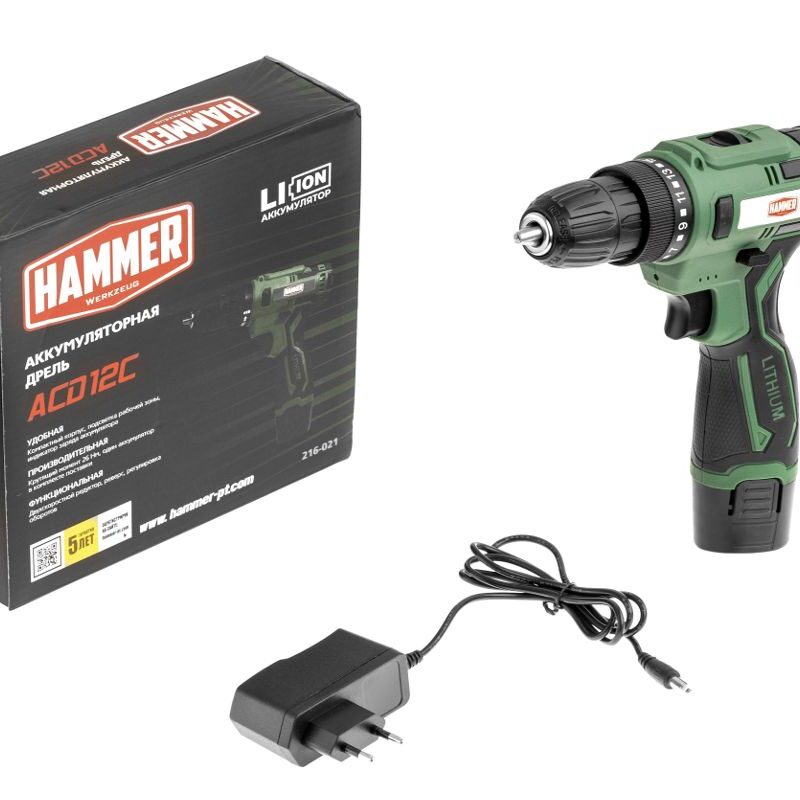 Дрель-шуруповерт аккумуляторная Hammer ACD12C