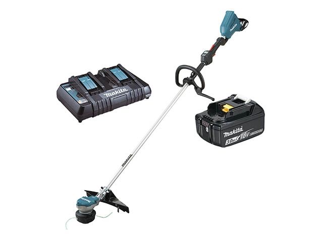 Триммер аккум. MAKITA LXT DUR 368 LZ + АКЦИЯ(2 аккумулятора, 2 зарядных) (18.0 В, 2 акк., Li-Ion, 35 см, с ножом и головкой, плавный пуск, вес 10.5 кг
