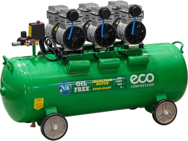 Компрессор ECO AE-100-OF1 безмасляный (420 л/мин, 8 атм, коаксиальный, безмасляный, ресив. 100 л, 230 В, 2,4 кВт) Компрессор ECO AE-100-OF1 безмасляный (420 л/мин, 8 атм, коаксиальный, безмасляный, ресив. 100 л, 230 В, 2,4 кВт)